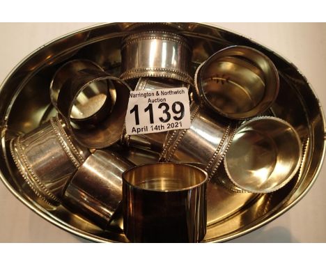 Collection of white metal napkin rings. P&amp;P Group 1 (£14+VAT for the first lot and £1+VAT for subsequent lots)