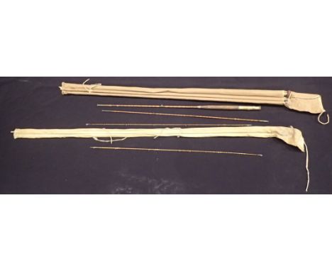 Three mixed split cane vintage fishing rods. P&amp;P Group 3 (£25+VAT for the first lot and £5+VAT for subsequent lots)