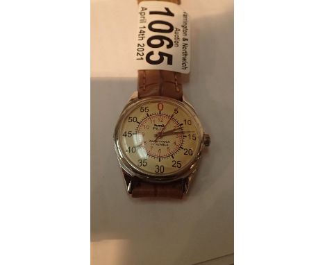 New old stock mechanical movement HMT Parashock 17 jewel pilot wristwatch with seconds hand and brown leather strap. P&amp;P 