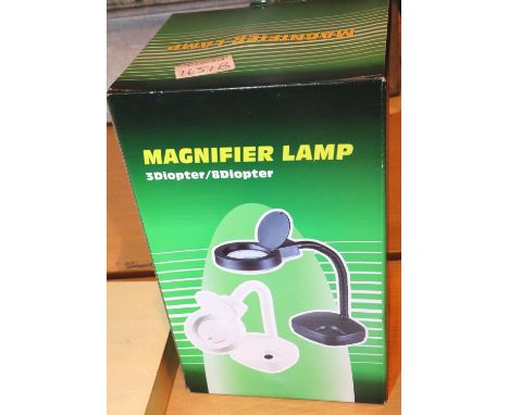 New boxed 12" flexible neck 3.5" battery operated magnifier lamp. P&amp;P Group 2 (£18+VAT for the first lot and £3+VAT for s