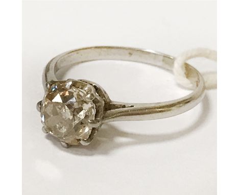 APPROX 1.50 CT DIAMOND &amp; PLATINUM RING -SIZE N