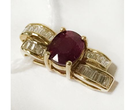 18CT GOLD RUBY &amp; DIAMOND PENDANT -1.3 GRAMS