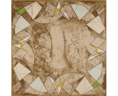 BARBARA HEPWORTH (BRITISH 1903-1975) FOR ASCHER ⊕ LANDSCAPE SCULPTUREsigned Barbara / Hepworth lower left in the silk; titled
