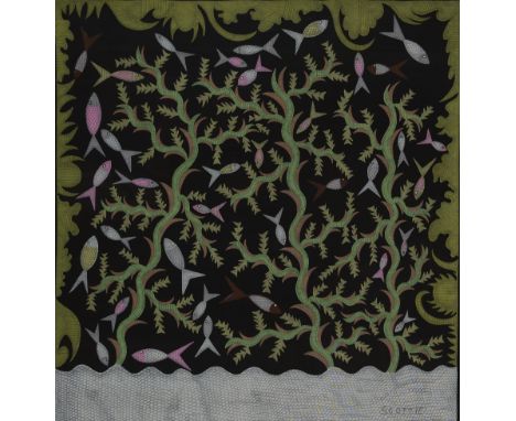 SCOTTIE WILSON (BRITISH 1891-1972) FOR ASCHER ⊕ UNDER WATER GARDEN - FISHsigned Scottie in the silk and numbered 75/300 lower