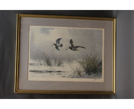 J C Harrison, a signed limited edition print of snipe, published by the Tryon Gallery, with blind back stamp, numbered 94/250