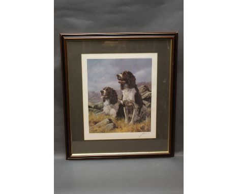 John Trickett a signed limited edition print of spaniels, No 266/850, 36 cm x 30 cm together with Jonathan Sainsbury a signed