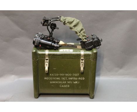 A military helmet mounting night vision binocular set, marked to the case "Receiving set infra-red binocular No. 1 Mk 1".