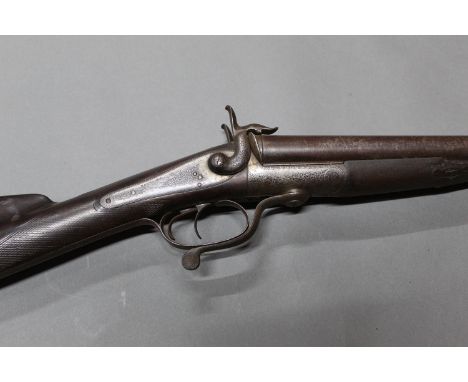 Rowntree Gunmaker Barnard Castle and Penrith pinfire side/side shotgun, 29 1/2" Damascus barrels, locks marked "Rowntree" and