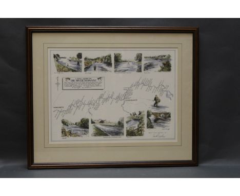 Ian Reed a signed print "A Pool Guide to the River Derwent from Bassenthwaite Lake to Workington", 29 cm x 40 cm, framed and 