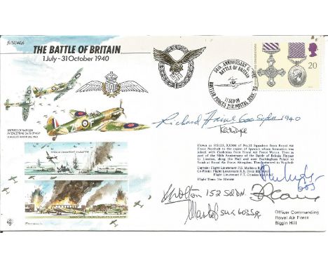 Richard Haine, R Wolton, F R Carey, Alec Ingle, L Martel and Flt Lt Keith Dyce signed JS 50 40 6 FDC commemorating the Battle