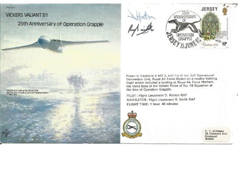 Pilot: Flt. Lt. D. Horton and Nav.: Flt. Lt. R. Smith crew signed Historical Aviation cover Vickers Valiant B' 25th Anniversa
