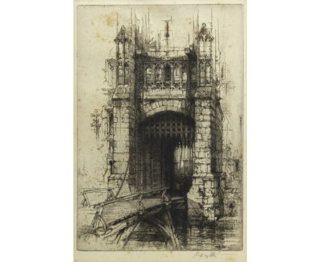 HEDLEY FITTON (BRITISH 1859 - 1929), HEVER CASTLE etching, signed in pencil, further signed in the plate 34cm x 21cm Mounted,