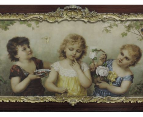 A heightened print, in the style of Emile Vernon, The Three Graces, 29 x 67cm, plus frame and glazed