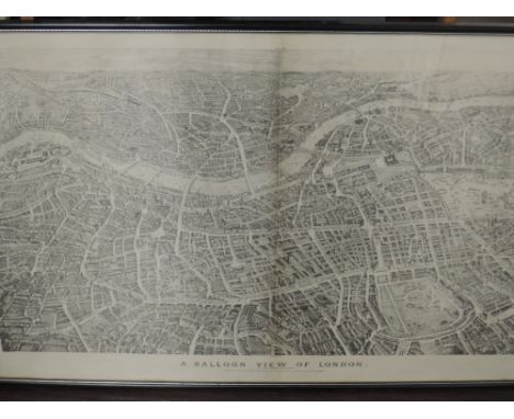 A print, A Balloon View of London, 54 x 83cm, plus frame and glazed