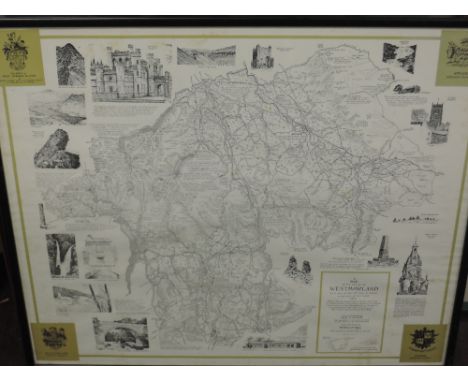 A print map, after Alfed Wainwright, Westmorland, 1974, 53 x 61cm, plus frame and glazed