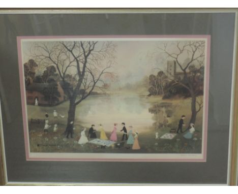 A print after Helen Bradley, Miss Carter series, signed, 42 x 60cm, and a print after Helen Bradley, Miss Carter series, 39 x