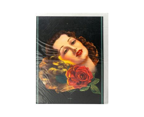 Original Vintage Art Deco Style Fine Art Print Depicting a Pretty Brunette Lady with a Red Rose. Titled 'Day Dreams'. Measure
