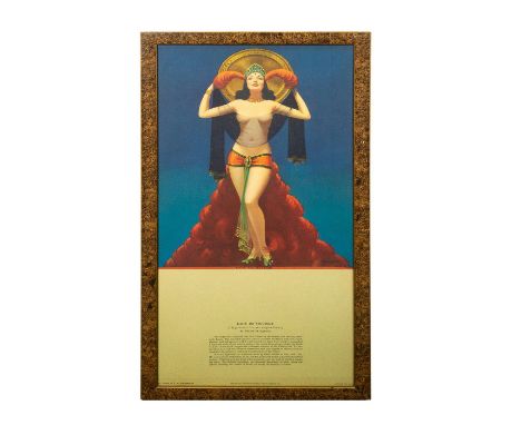 Original Vintage Art Deco Style Lithographic Print Titled 'Lady Of Mystery'. Measures 25"" x 12.5"" including frame. Conditio