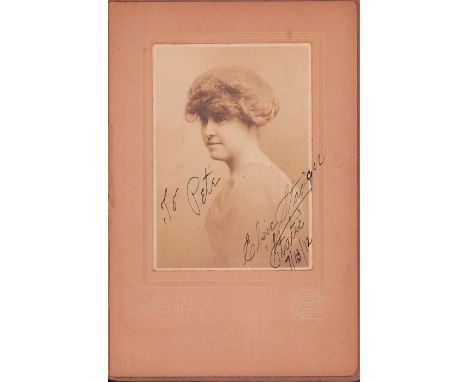 Portrait of Elise Stadiger, a Broadway actress that was known for Buster and the Pirates (1912).Hand signed To Pete Elsie Sta