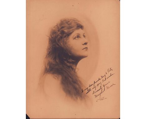 Portrait photo of Margaret Moore, an American-Australian actress from the 1860s.Hand signed To my dear friends May and Pete w
