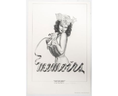 Vintage Pin Up Print Titled 'Memories'. Printed in 1992 by Stabur Graphics Inc. Signed in pencil lower right. Measures 18"" x