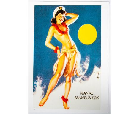 Limited Edition Pin Up Fine Art Print Depicting a Beautiful Semi Nude Lady in Hawaiian Costume. Numbered in pencil 463/2500 l