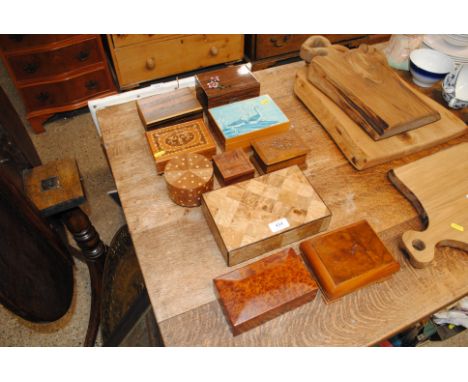 A collection of various trinket boxes