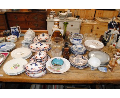 A large quantity of various china and glassware to include Wild oats, Stonehenge, Midwinter plates, various blue and white ch