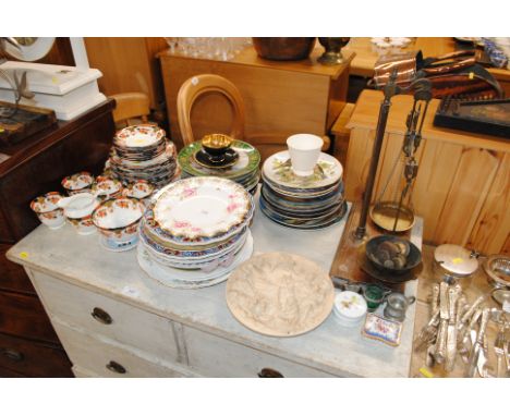 A quantity of Sutherland tea ware; various collector's plates; balance scales and weights etc.