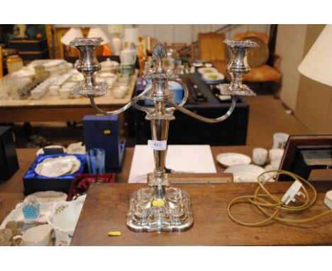 A silver plated candelabra