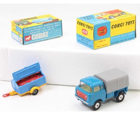 Corgi Toys 2 boxed models consisting of, No 470 Forward Control Jeep with spun hubs, in blue with grey tilt. (VNM-M,BNM) and 