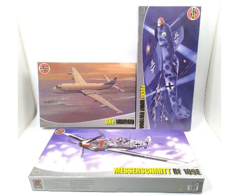 Airfix 1/72nd and 1/24th scale plastic kit group, 3 boxed as issued examples to include A12050 BAe Nimrod, A16001 Focke Wulf 