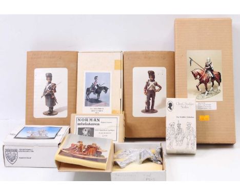 Collection of mixed scale white metal military figure and cavalry kits, all housed in original packaging, 8 examples, to incl