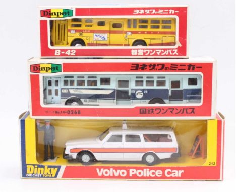 Yonezawa Diapet Toys and Dinky Toys boxed group of 3 to include, Diapet 1/60th scale No. 14-0268 B9 Mitsubishi Fuso Bus, Diap