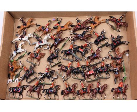 Tray of various Heyde 48mm scale Cavalry, Hussars and Horseback, mainly British examples in various dress, all with riders