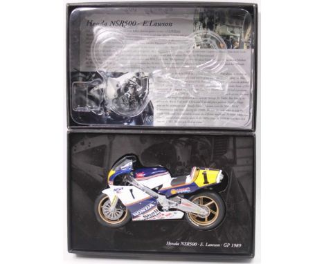 A Minichamps Classic Bike Series No. 32 Model No. 890001 1/12 scale model of a Honda NSR500 E Lawson GP 1989, the model has a