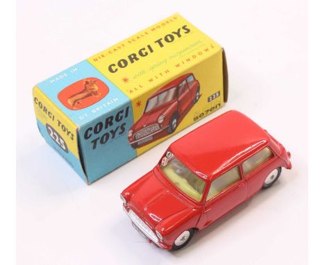 Corgi Toys No. 225 Austin Seven, comprising red body with yellow interior and flat spun hubs, housed in the original blue &am