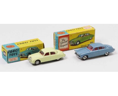 Corgi Toys Boxed diecast group, 2 examples to include No.208S Jaguar 2.4 Litre Saloon, finished in yellow with red interior, 