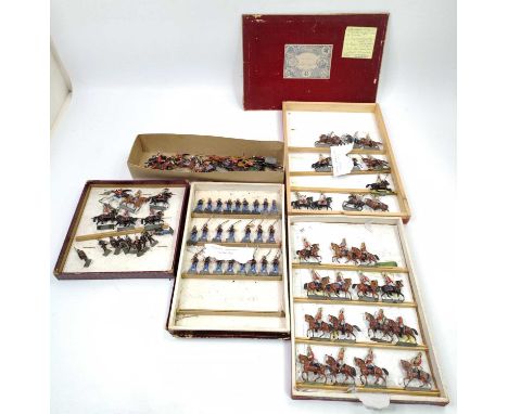 Collection of various Heyde 48mm scale lead military figures, including British Life Guards, French Marching Infantry, mixed 