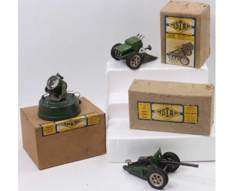 Astra Pharos Boxed Military Accessory and Gun Group, 3 boxed examples to include Base Search Light, Rocket Gun and Anti Tank 
