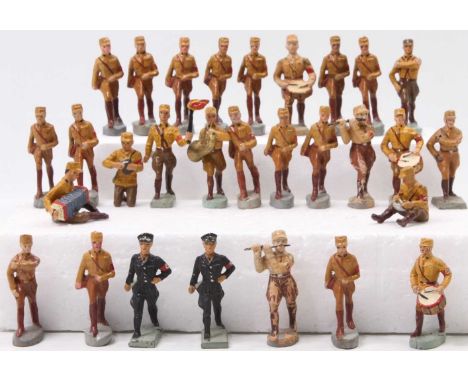 Collection of Original Elastolin Hitler Youth Marching Figures, Musicians and Commanders, various examples to include Torch B