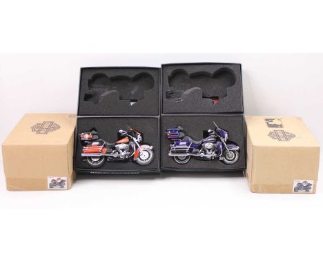 2 boxed ERTL Die-Cast Promotions 1/12 scale Harley Davidson Ultra Classic Electra Glide Motorcycles promoting Major League Ba