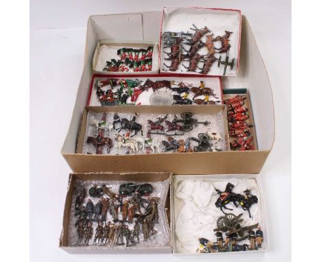 Collection of mixed lead hollow cast, plastic and white metal military figures, to include Britains, Hill co and others, exam