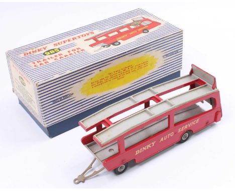 Dinky Toys 985, Trailer for Car Carrier, comprising red and grey body with grey hubs, housed in the original blue and white s