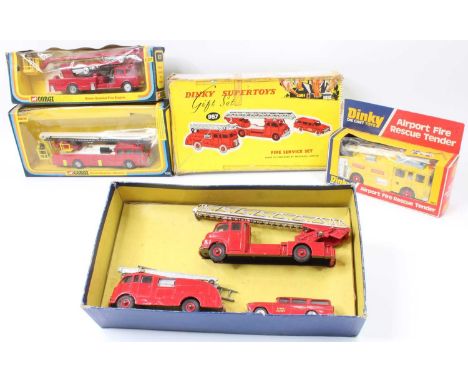 Dinky and Corgi Toys boxed group of 4 emergency vehicles to include, Dinky No. 957 Fire service gift set - models in good con