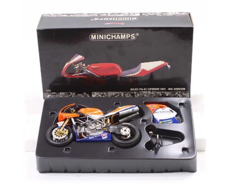 Minichamps 1/12th scale boxed Motorcycle, Ducatti 996 RS Neil Hodgson 2001 British Superbike, GSE Racing Livery, housed in th