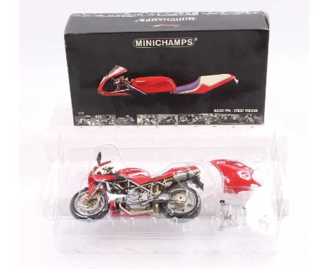 Minichamps 1/12th scale boxed Motorcycle, Ducati 996 Street Version, finished in red, housed in the original box