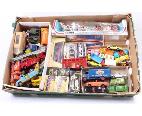 One tray containing a mixture of Corgi, Dinky and Matchbox models to include, Corgi No. 334 Mini Magnifique, Dinky No. 918 Gu