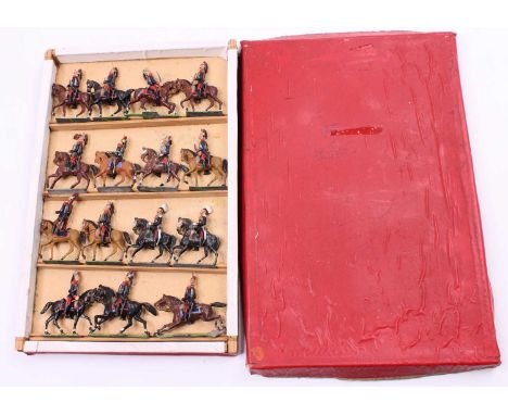 Heyde of Dresden 48mm scale lead French Cuirassiers, 15 examples all mounted, housed in a red ground card box,