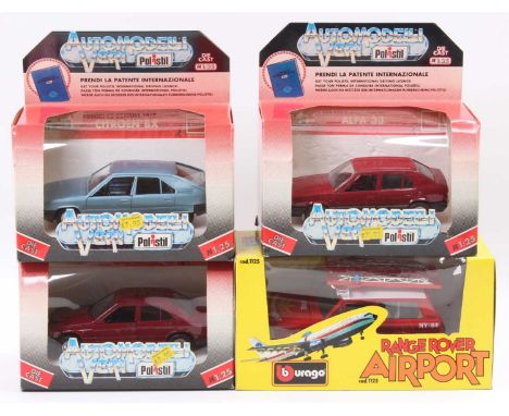 Polistil 1/25th scale diecast boxed 'S series' cars to include, S202 Mercedes 190, S203 Citroen BX and S205 Alfa 33 - all as 